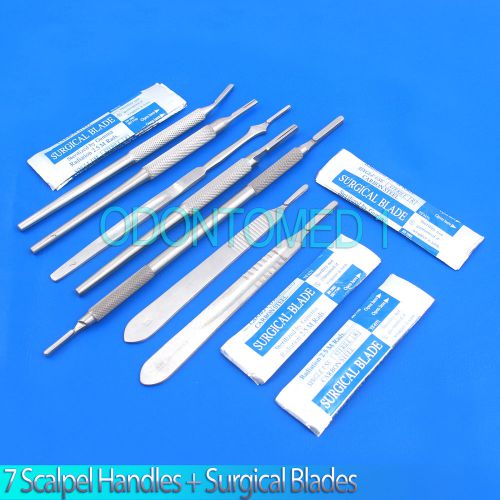 7 Assorted Scalpel Handles #3 #4+100 Sterile Surgical Blades (#10-15) (#20-24)