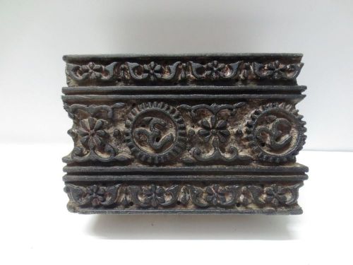 INDIAN WOODEN HAND CARVED TEXTILE TJAP PRINTER FABRIC BLOCK STAMP VINTAGE 15