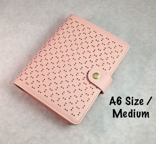6 Ring A6 Size Leather Perforated Planner Peach Color Brand New, Faux Leather