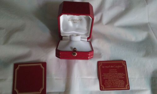 CARTIER RING BOX Red Leather Gold Trim Includes Paper Cartier Box Square Octagon