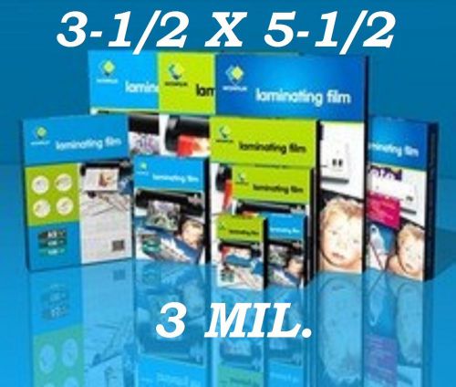3-1/2 x 5-1/2 3 mil. laminating pouch film sheets photo/index card (10- pack) for sale