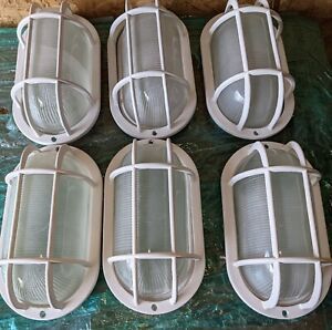 (6) Explosion Proof Oval Light Covers And Cages Steampunk