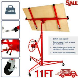 11&#039; Drywall Rolling Lifter Panel Hoist Jack Caster Construction Lockable Tool