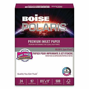 POLARIS Premium Inkjet Paper, 97 Bright, 24lb, 8.5 x 11, White, 500/Ream PP9624
