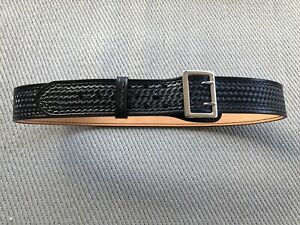 Sam Brown DutyMan Belt, Full Grain Leather with nickel buckle size 44