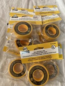 Lot 10 Rolls Yellow Gas Line Teflon Tread Seal Tape 1/2” x 260” Full Density