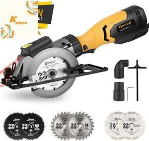 Mini Circular Saw, Ginour 6.2A Small Power Saw with Laser Guide, 6 Blades(2 pcs