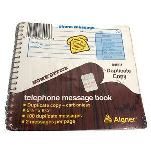 Aigner Telephone Message Book Duplicate Copy Spiral Pad Vintage Home Office