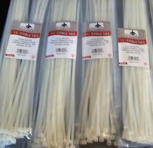200 GOLIATH INDUSTRIAL 15&#034; NATURAL WIRE CABLE ZIP TIES NYLON TIE WRAP WHOLESALE