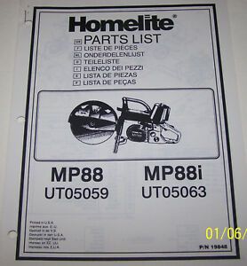 HOMELITE GAS MULTI-PURPOSE SAW PARTS LIST MP88, MP88i