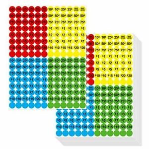 3840 PCs Garage Sale Flea Market Prepriced Pricing Stickers in Bright Colors