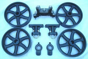 ANTIQUE HIT &amp; MISS GAS ENGINE CART PARTS SET CAST IRON SIX SPOKE WHEELS