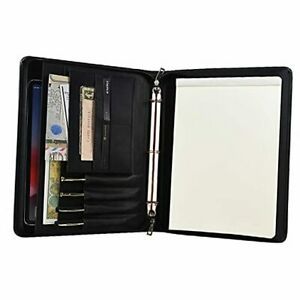 Padfolio with 3 Ring Binder(1&#039;&#039; O Ring), Padfolio Double Non-custom Pure Black