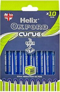 Helix Oxford Curve Ballpoint Pens (x10 Pack Blue Ink) with Plastic Free Packagin