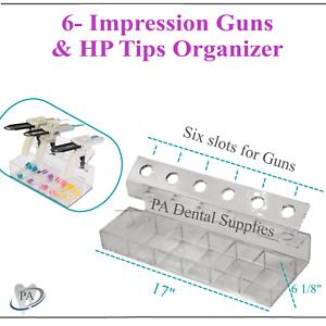Dental Acryic Impression Gun Holder &amp; HP Mixing Tips Organizer, 6- VPS Gun Rack