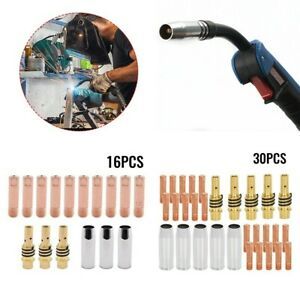 Copper 16/30pcs Consumables Kit MB15 MIG Parts Replacement Shroud Nozzles Tools