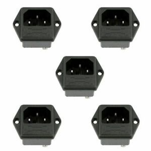 5PCS IEC320 C14 3 Pin Male Power Socket W/Fuse 10A 250V For Boat DIY AC-001C2,