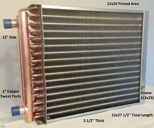 12x24  Water to Air Heat Exchanger 1&#034; Copper Ports With Install Kit
