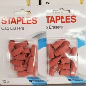 Staples Cap Erasers, Pink, 2 Dozen