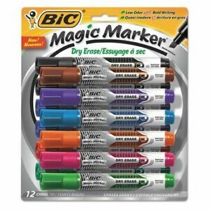 BIC GELITP121-AST Dry Erase Markers,Assorted,Tank,PK12