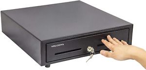 16&#034; Manual Push Open Cash Register Drawer for Point of Sale (POS) System, Black