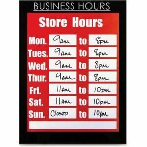 nudell 8.5&#034; x 11&#034; Magnetic Business Hours Sign Holder, Black - NUD37085BH
