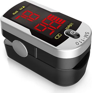 Deluxe SM-110 Two Way Display Finger Pulse Oximeter with Carry Case and Neck/Wri