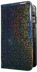 Mymazn Holographic Glitter Server Book with Zipper Pocket 5x9 Black