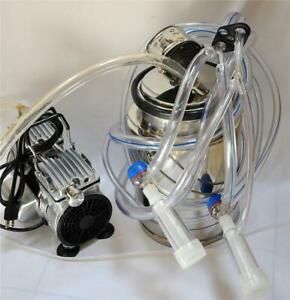 Portable Goat Bucket Milker Machine.5 HP OIL-LESS vacuum pump SS Bucket Pulsato