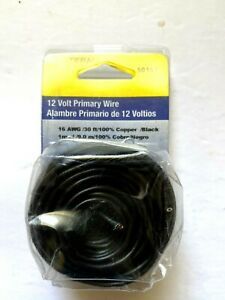 New Calterm 12 Volt Primary Wire 16 AWG/30Ft./Cooper/Black 50167