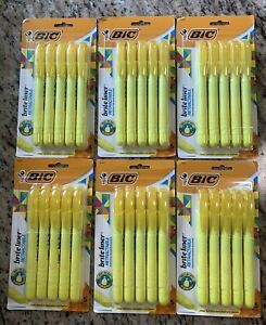NIP New BIC Brite Liner Highlighter Lot Chisel Tip Yellow 6 X 5ct = 30 Total