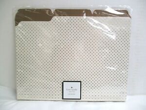 Kate Spade NY Set Of 6 File Folders Thick Cardstock White Gold Polka Dot SEALED