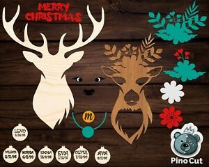 Christmas Deer SVG, Christmas Sleigh, Family Tree Ornament, Laser cut files
