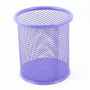 Stationery 3.3&#034; Dia Cylinder Shape Pen Holder Container Desktop Decor Purple