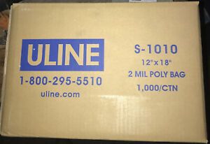 Full Case Of 1,000 ULINE 12 x 18 CLEAR Poly BAGS -2MIL Thick Open Top