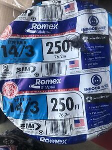 250 ft 14/3 NM-B WG With Ground Romex Wire Cable 250&#039; Southwire SIMpull
