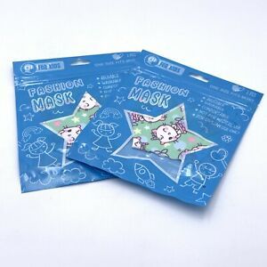 Kids Face Mask By Binfen, 2 Pieces (Unicorn Cats) New Green Stars