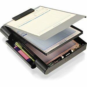 Locking Storage Aluminum Vaultz Clipboard Hard Black Solid Briefcase Case Paper