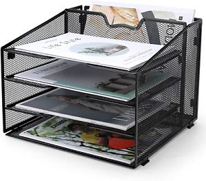 ProAid Mesh Desk Letter Tray Organizer, Desk File Folder Hoder Organizer, Metal