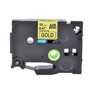 1PK Fits Brother P-Touch TZ-831 TZe-831 Black on Gold Label Tape 0.47&#034; 12mm