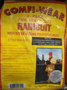 Heavy Duty PVC Yellow Waterproof Rain suit, W/ Super strong Polyester Lining Med