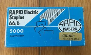 RAPID Electric STAPLES 66/6 RAPID ISABERG SWEDEN Galvanized 5000/bx NOS Qty 1 Bx