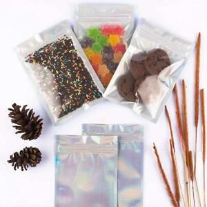 100 pcs/Bag Colorful Foil Pouches Food Storage Zipper Smell Proof Bags Y7E5