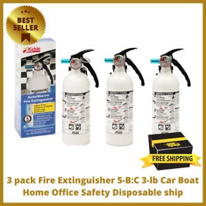 3 pack Fire Extinguisher 5-B:C 3-lb Car Boat Home Office Safety Disposable ship