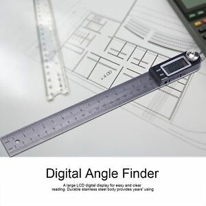 200mm Stainless Steel LCD Digital Protractor Goniometer Gauge For Home