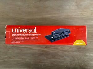 UNIVERSAL Deluxe Adjustable 2/ 3 Hole Punch,12 Sheet Deluxe, Black