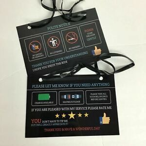 Hired Driver Rating Smoking Tips Plastic Hang Headrest Customer Note A16-18