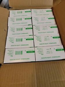 Lot Of (10) DISPOSABLE LATEX GLOVES, 100 Count (1000 Gloves Total)