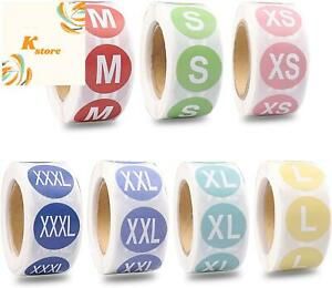 3500 PCS Round Clothing Size Labels, 7 Rolls Clothing Size Stickers Label Self A