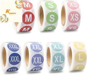 3500 PCS Round Clothing Size Labels, 7 Rolls Clothing Size Stickers Label Self A